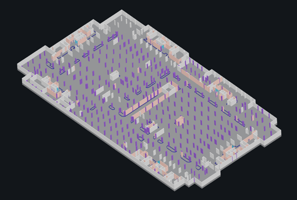 Isometric floor plan of a building interior