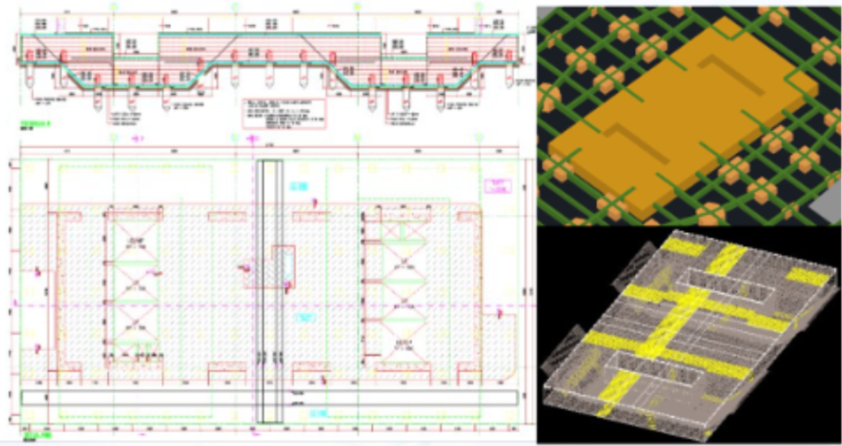 Screenshot of automated volume deduction using Glodon Cubicost TAS, displaying PDF plan integration and 3D model adjustments based on standardized measurement rules.